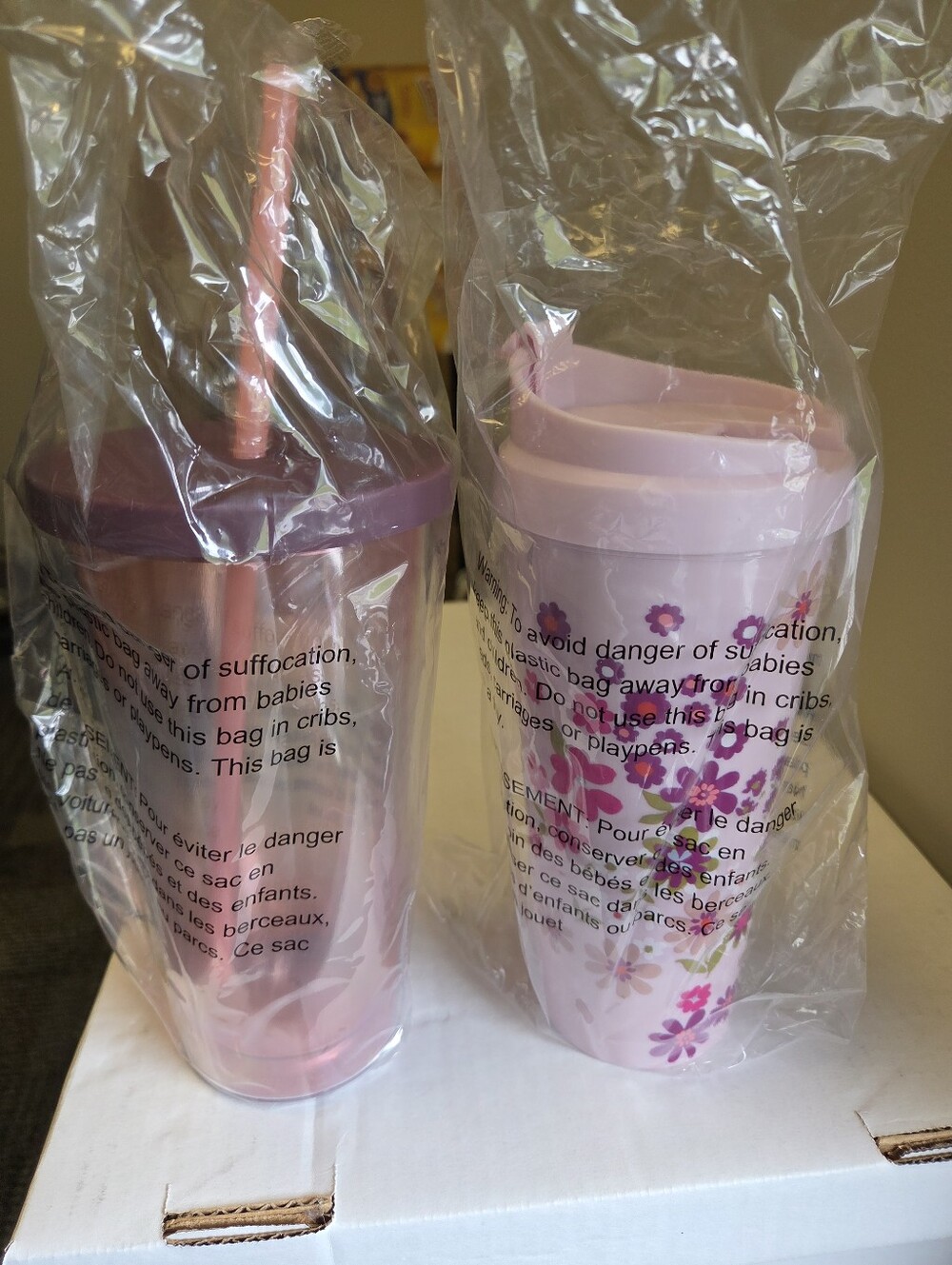 kate spade Pacific Petals Thermal Travel Mug with Pink Tumbler with Straw NIB - Picture 6 of 8